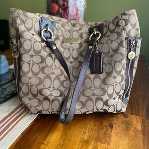 Coach Brown and Tan Shoulder Bag